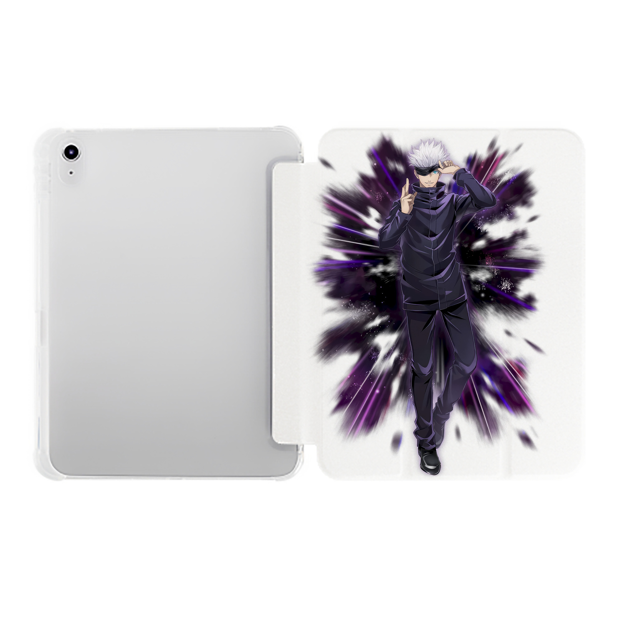 （画像用） 呪術廻戦 Jujutsu Kaisen IPad ケース ペン収納付き 三つ折りスタンド PUレザー×シリコン 対応機種9.5/10.5/10.9インチ